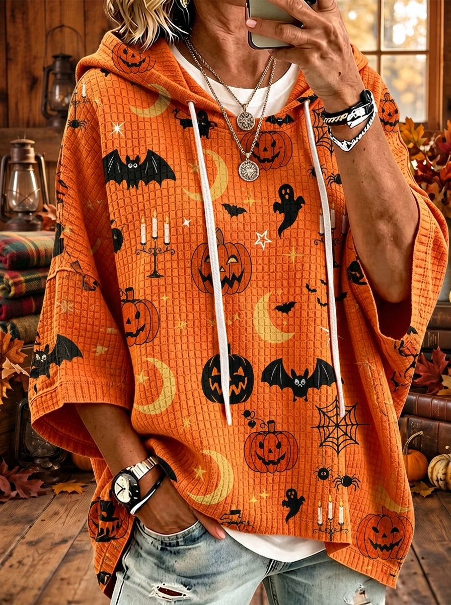 Halloween Ghost Bat Moon Pumpkin Print Hoodie