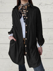 Women's Shirt Solid Color Lapel Pocket Corduroy Casual Jacket