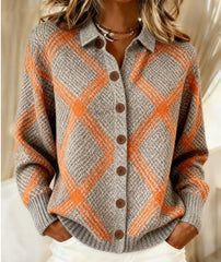Women's Vintage Print Collared Sweater