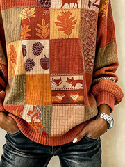 Casual Abstract Crew Neck Long Sleeve Sweatshirt