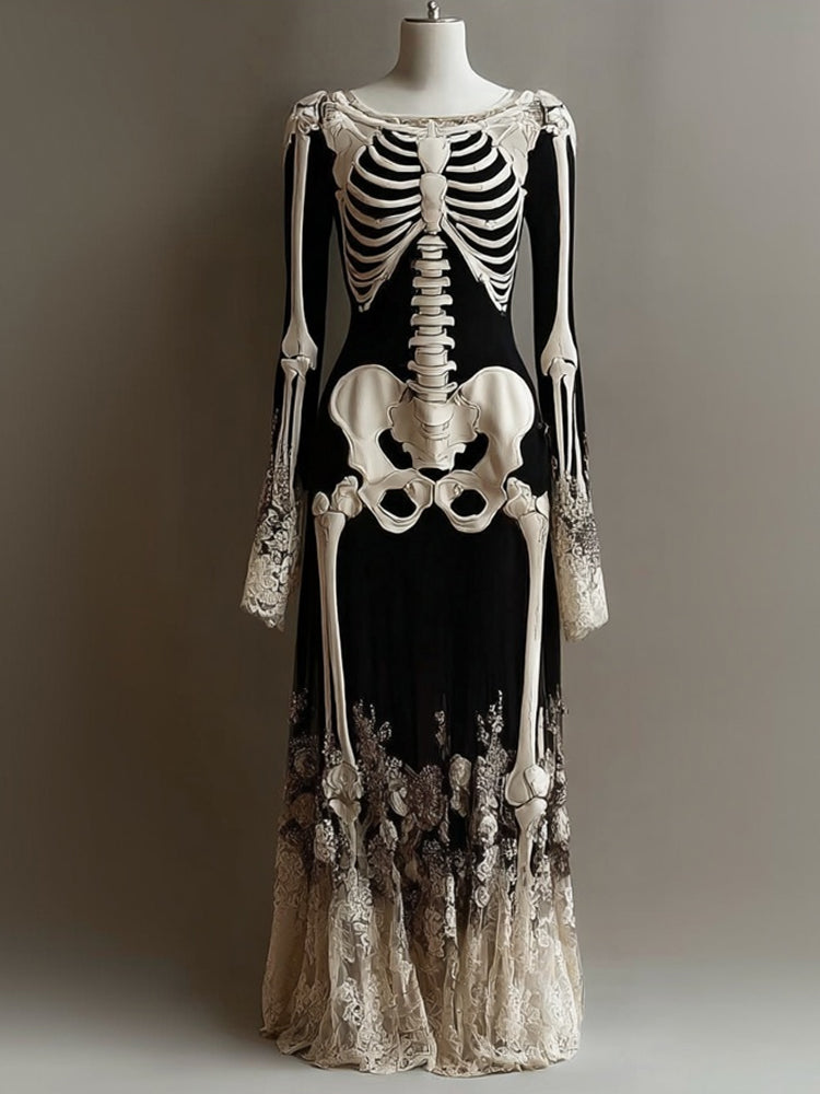 Gothic Skeleton Lace Classic Designed Dress