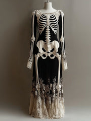 Gothic Skeleton Lace Classic Designed Dress