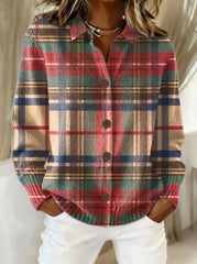 Women's Vintage Print Collared Sweater