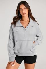light grey quarter zip sweatshirt