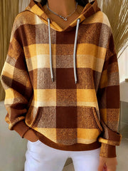 Women's casual retro plaid hoodie