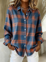 Women's Casual Retro Plaid Print Shirt