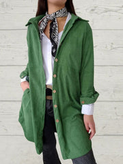 Women's Shirt Solid Color Lapel Pocket Corduroy Casual Jacket