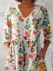 Women's Elegant Floral  V neck Top