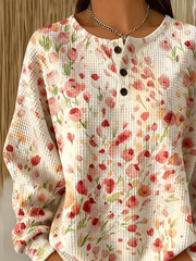Casual Floral Crew Neck Long Sleeve Sweatshirt