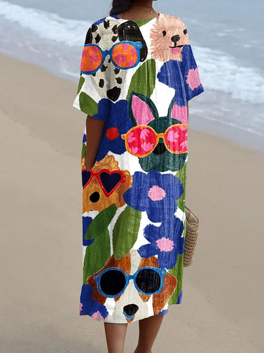 Women's  Dog  Art Print  Casual Dress