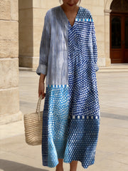 Women's Abstract Polka Dot Stripe Art Print Dress
