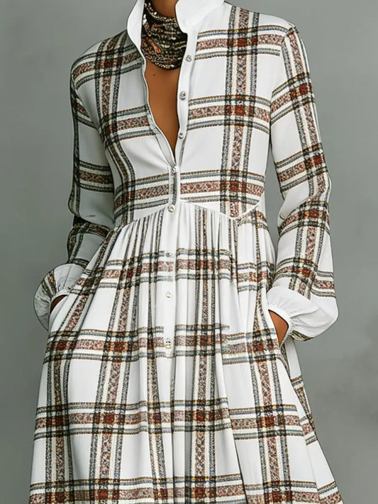 Women's Plaid Art Elegant Romantic Casual Vacation Maxi Dress