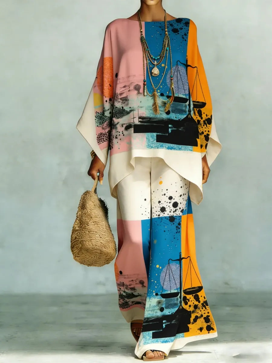 Women's Art Comfortable Loose Cotton Linen Wide-leg Pants Two-piece Set