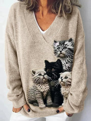 Women's Cat Knit Top