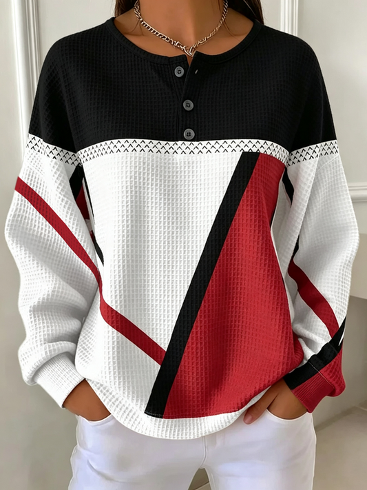 Casual Abstract Crew Neck Long Sleeve Sweatshirt