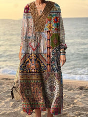 Women's Vintage Floral Art Print Dress