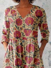 Women's Floral Pattern V-neck Top