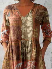 Women's Artistic Geometric Pattern V neck Top