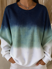 Casual Multicolor Block Crew Neck Long Sleeve Sweatshirt