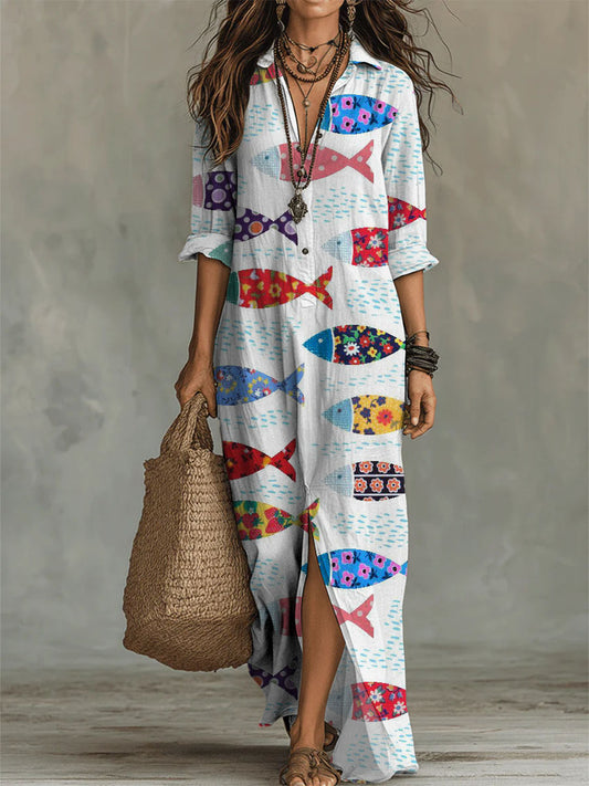 Women's Fish Pattern-printed Casual Long Dress