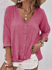 Casual V-neck Pullover Short-sleeved Blouse