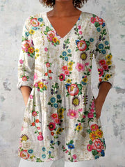 Women's Elegant Floral  V neck Top