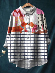 Women's Walk Your Dog Print Casual Cotton And Linen Shirt