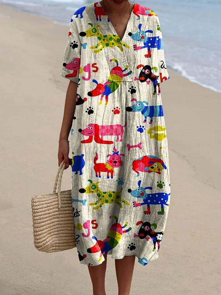 Women's  Dog  Art Print  Casual Dress