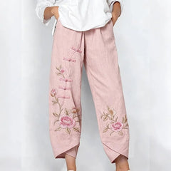 Women Floral Capris Pants Vintage Summer Trousers