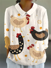 Women's Funny Chick Art Print Casual Cotton Wide Leg Jumpsuit