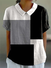 Women's Abstract Geometric Pattern Art Print Casual Cotton Wide Leg Jumpsuit