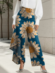 Women's Flowers Print High-waisted Relaxed Fit Wide-leg Jeans With A Stylish Design.