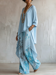 Elegant Artistic Floral Print Two-piece Set