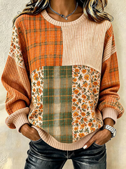 Casual Striped Crew Neck Long Sleeve Sweatshirt