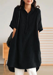 Jade Green Linen Women Casual Linen Shirt Dress