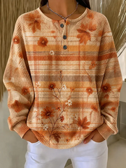 Casual Floral Crew Neck Long Sleeve Sweatshirt