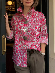 Women's Flower Print Simple Cotton Shirt