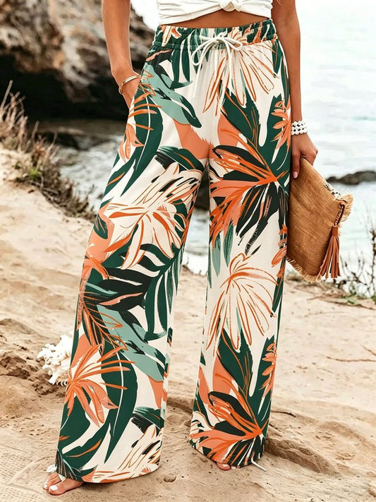 Women Tropical Long Pants Vintage Spring/Fall Trousers