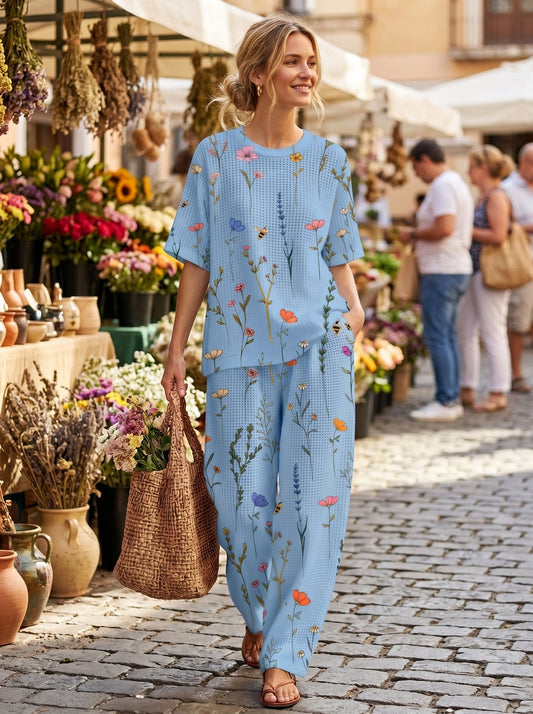 Women's Waffle Casual Two-Piece Set