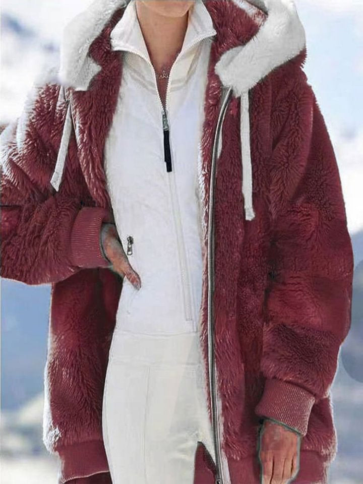 Women's Casaul Winter Warm Cosy Fluffy Long Sleeve Coat