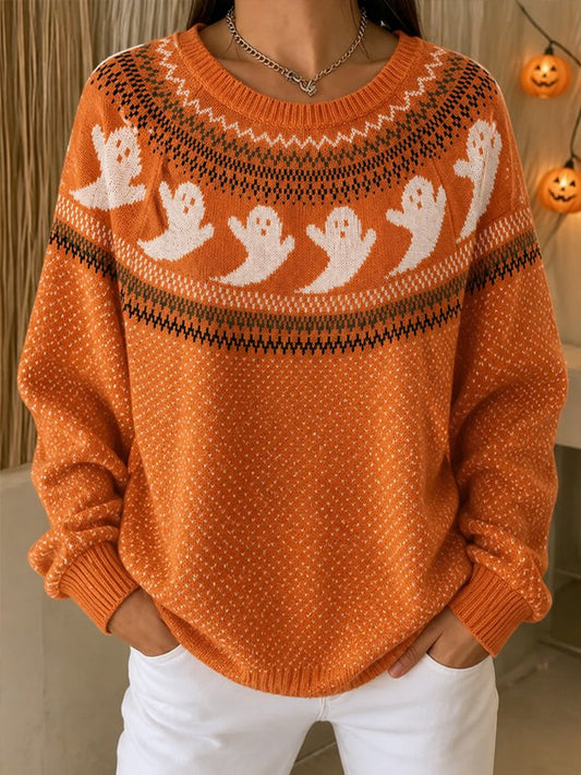 Casual Halloween Crew Neck Long Sleeve Sweatshirt