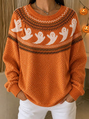 Casual Halloween Crew Neck Long Sleeve Sweatshirt
