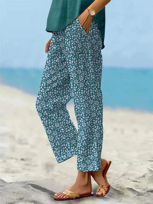 Women's Vintage Floral Art Printed Casual Pants