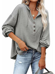 Loose V-neck Long-sleeved Sweatshirt Women's Sports Hooded Jacket
