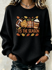 Casual Text Letters Crew Neck Long Sleeve Sweatshirt