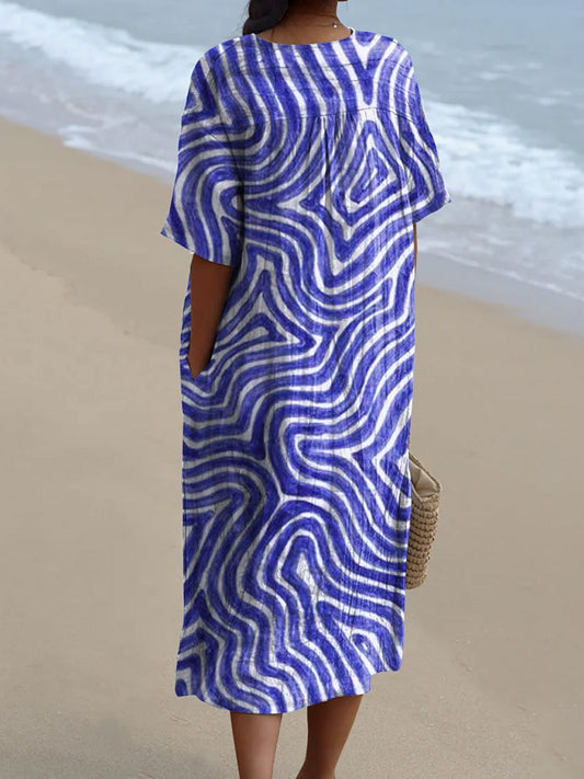 Women's Funk Blue Art Print Flowy Dress