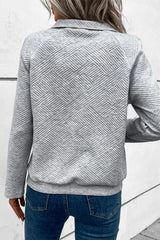 Light Grey Textured Buttoned Sweatshirt