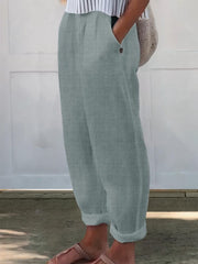 Women's Printed Cotton And Linen Casual Pants