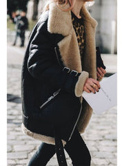 Motorcycle Deerskin Lambswool Coat Lapel Fur Cotton CoatMotorcycle Deerskin Lambswool Coat Lapel Fur Cotton Coat