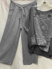 Geometric Print Summer Short Sleeves Two Piece Set